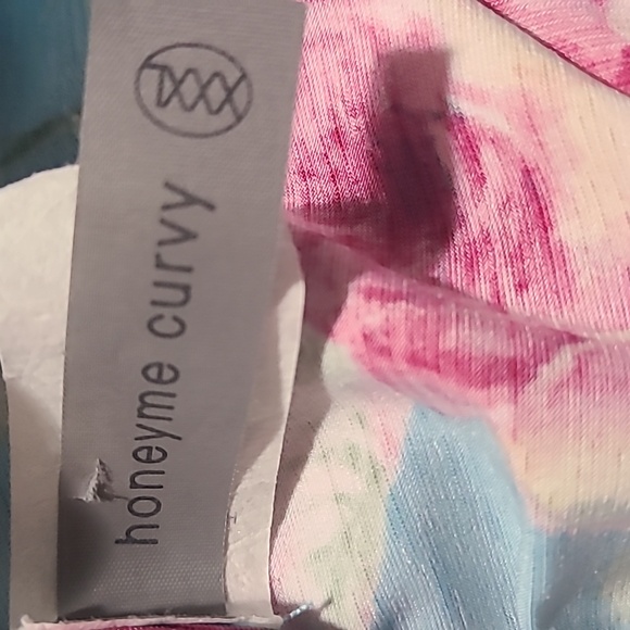 Beautiful Floral Blue and Pink Women's Top - Picture 6 of 7